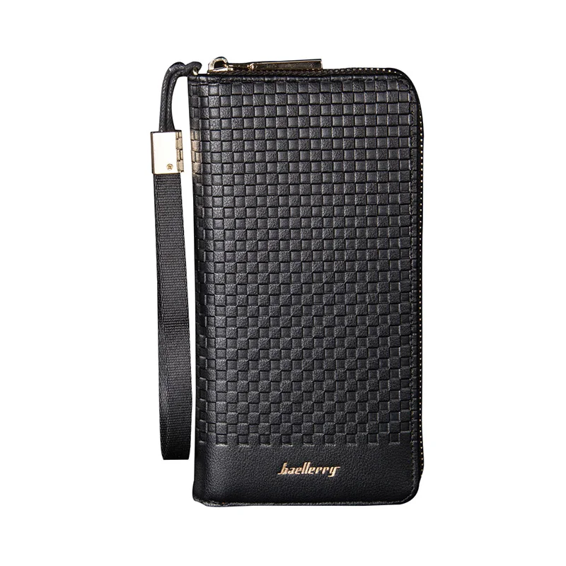 

Fashion Business Men's Long Zipper Wallet Carteira Masculina New Design Plaid Wallets For Men Large Capacity Clutches Money Bags
