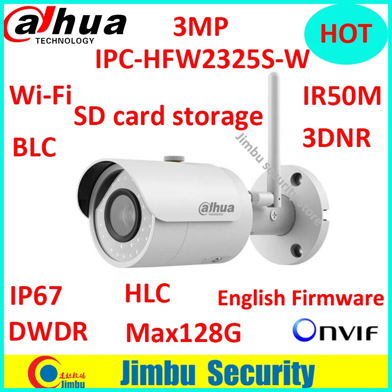 

Dahua IPC-HFW2325S-W 3MP IR50M IP67 mini camera WIFI SD Card slot Network outdoor WIFI Camera replace IPC-HFW1320S-W IP Camera