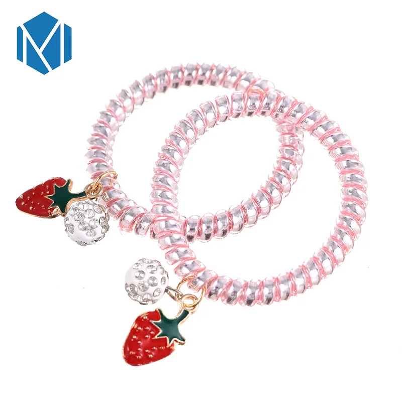 

Q M MISM 1 Set=2 Pcs New Arrival Elastic Hair Bands With Pearl/Crown For Women Girls Rubber Telephone Wire Hair Band Accessories