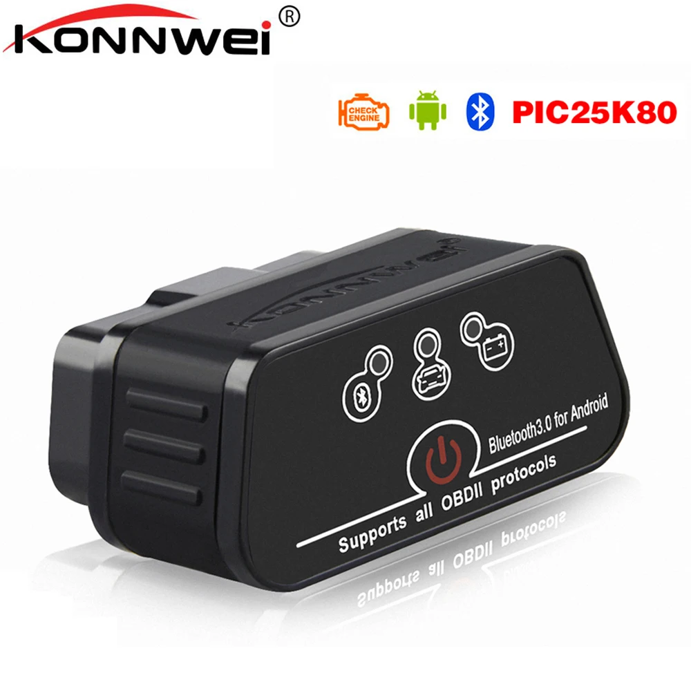 

V1.5 ELM327 Obd2 Bluetooth Auto Scanner Adapter EML 327 v 1.5 with Pic18f25k80 chip for Android OBD Car Diagnostics Auto Tool