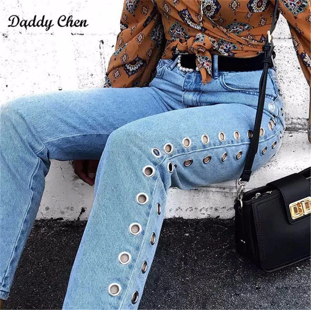 

High Waist Jeans Woman Ripped Mom Boyfriend Jeans Push Up Denim Pants Plus Size Winter Streetwear Vintage Skinny Jeans