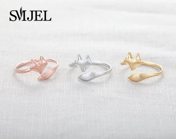

SMJEL 2017 New fashion Jewelry Cute Punk Fox Ring Adjustable Rings Animal Rings Cool Rings For Women Party gifts 10 PCS-R017