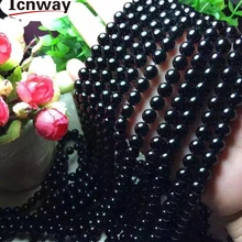 Натуральные круглые черные турмалиновые бусины для изготовления ювелирных изделий 6-14 мм 15 дюймов DIY ювелирные изделия ожерелье серьги браслет icnway