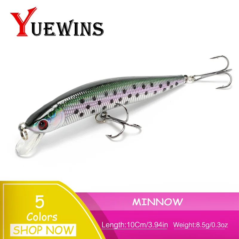 

YUEWINS Minnow Fishing Lure isca artificial 10cm 8g Bass Trolling Hard Bait Crankbait Wobblers 3D Eyes Carp Fishing Tackle TP219