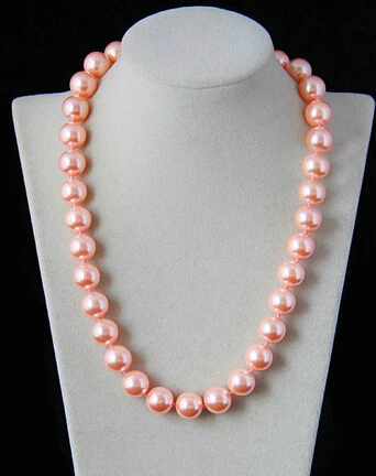 

huij 001728 Natural AAA+ 12mm 18'' dark pink shell pearl fashion necklace