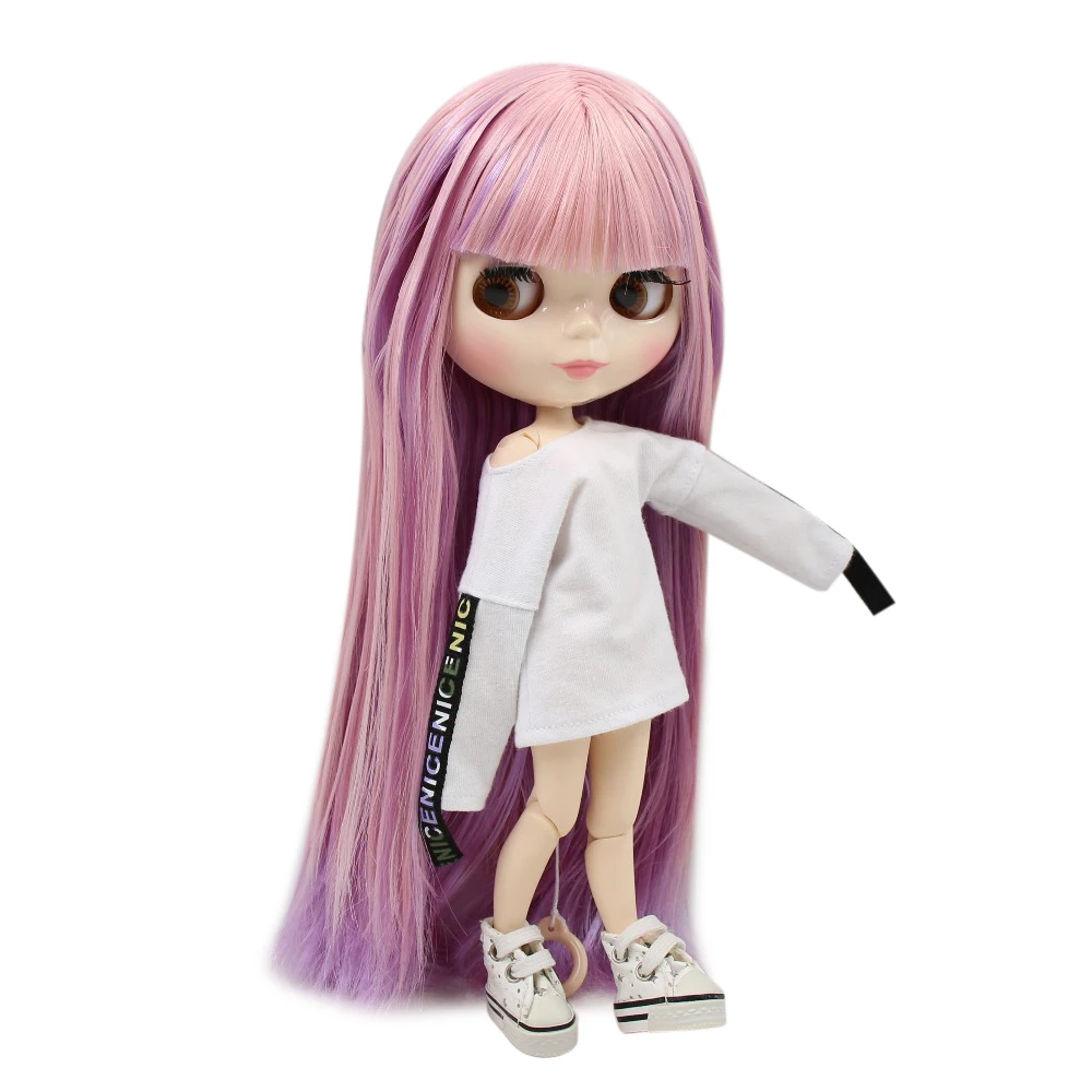 Кукла ICY DBS Blyth сустав тело белая кожа BL6122/2137 розовые и фиолетовые волосы с челкой 30