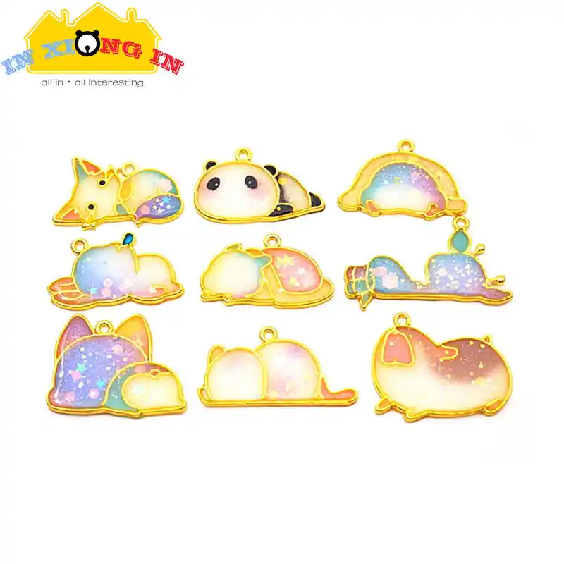 Dog pendant Metal frame pendant Charm Earring Charm Bracelet Charm Jewelry Charm Craft Supplies Pendant Findings 4pcs