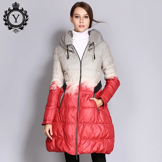 coutudi hot warm down jackets womens plus size winter printed women plus size down coat