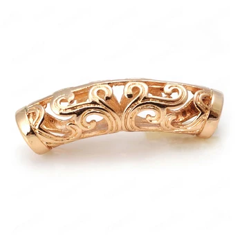 

6PCS 30*7MM 24K Champagne Gold Color Brass Bracelets Engraved Curl Curved Tube High Quality Diy Jewelry Accessories