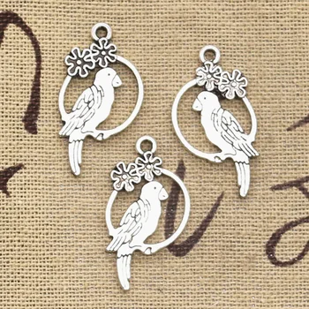 

8pcs Charms Bird Parrot Birdcage 14x28mm Antique Pendant Fit Vintage Tibetan Silver Color DIY Handmade Jewelry