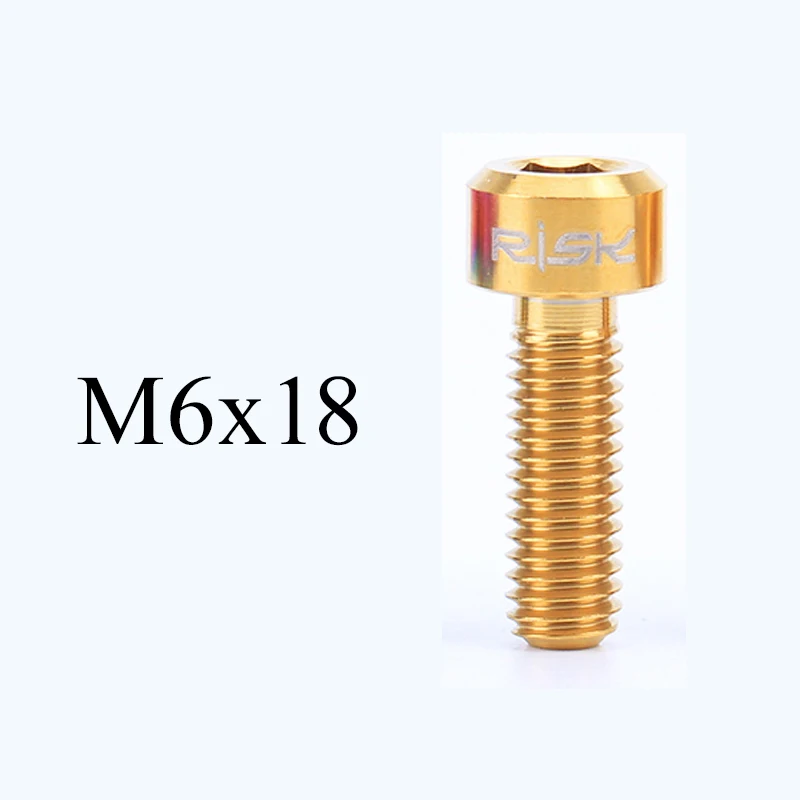 Риск 4 шт. M6x20mm M6* 18 мм M6* 16 мм MTB велосипедный титановый сплав Кривошипные болты дисковый тормозной суппорт крепежные винты для дорожного горного велосипеда - Цвет: Golden M6x18