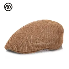 Новинка, модный летний мужской берет, шапка, коричневые шапки, Casquette Gorras, повседневные льняные солнцезащитные кепки, солнцезащитный козырек, дышащая соломенная одноцветная кость