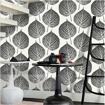 

Modern Bodhi big leaves living room TV background wallpaper Nordic style bar hotel features wallpaper