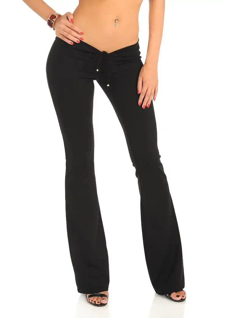 low rise black trousers