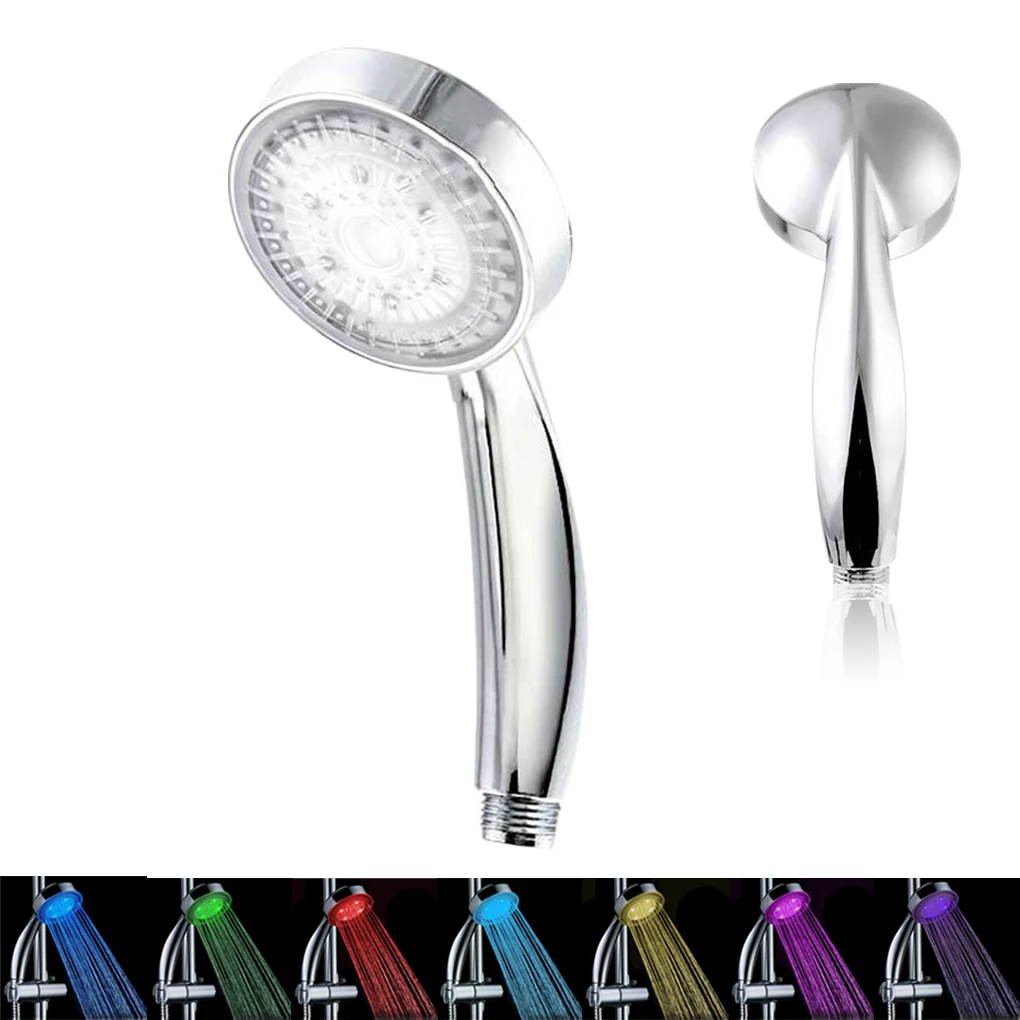 

Bathroom Changing Led Shower Head Water Glow Light 7 Colors 6 LED Lights Handing Rainfall Shower Head Single Round Head