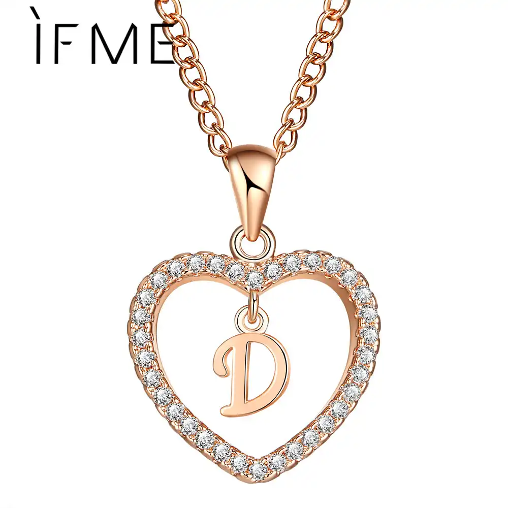 If Beni Altin Renk Kalp Harfler Bildirimi Kolye Yuksek Kalite Moda