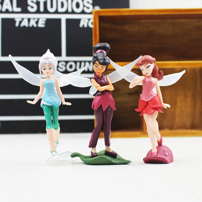 7Pcs/lot Anime Tinkerbell Collectibles Dolls Set Tinker Bell Fairies Pvc Action Figures Kids Toys For girl Children