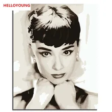 HELLOYOUNG DIY Ручная роспись маслом Хепберн две цифровые картины по номерам Масляные картины китайские картины-свитки