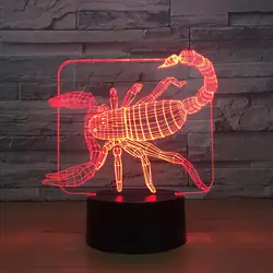 Скорпион Usb творческий прикроватная 3d ночника декоративный рождественские украшения подарок для детской комнаты огни Святого Валентина
