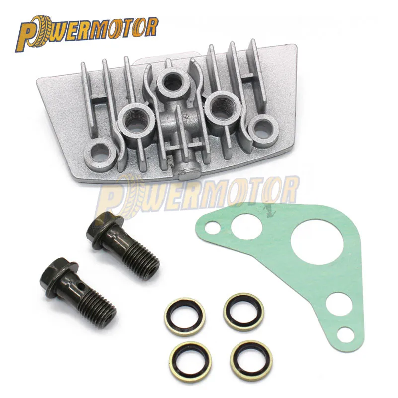 

50cc 70cc 90cc 110cc Motorcycle Oil Cooler Adapter Engine Cylinder Cover Oil Cooler Horizontal Engine Adapter Engine Cylinder