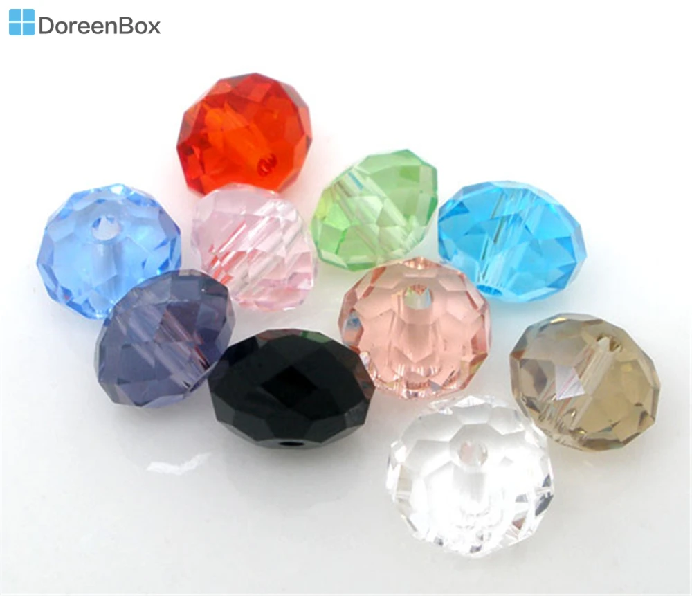 

Doreen Box hot- 100 Mixed Created Crystal Quartz Rondelle Beads 5040 8mm(B04880)