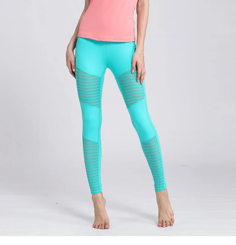 Sexy Slim New Yoga Pants Women High Waist Fitness Yoga Sport Leggings Mesh Tights Running Jogging Trouser Plus Size XL 3 Colors (14)