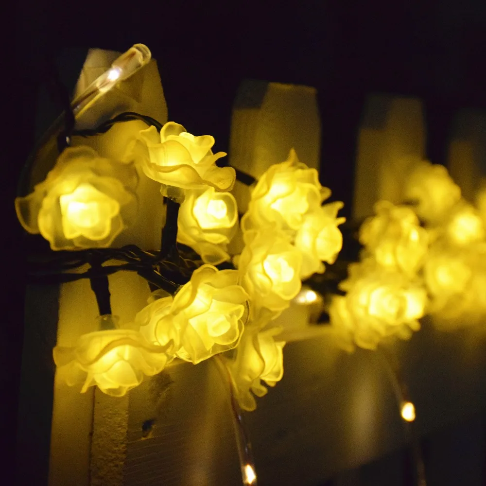 Ousam светодиодный светильник на солнечных батареях гирлянда с розами декоративные лампочки на солнечной энергии открытый для рождества украшения праздника водонепроницаемый