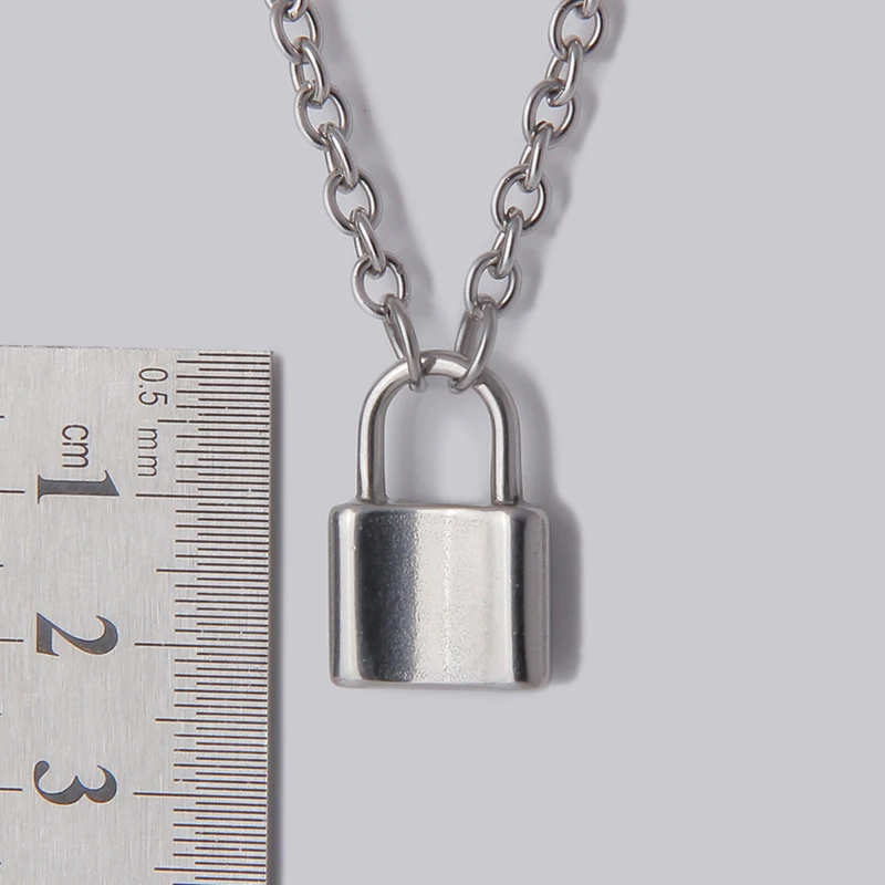 Men Jewelry silver color Lock pendant necklace Brand new Stainless