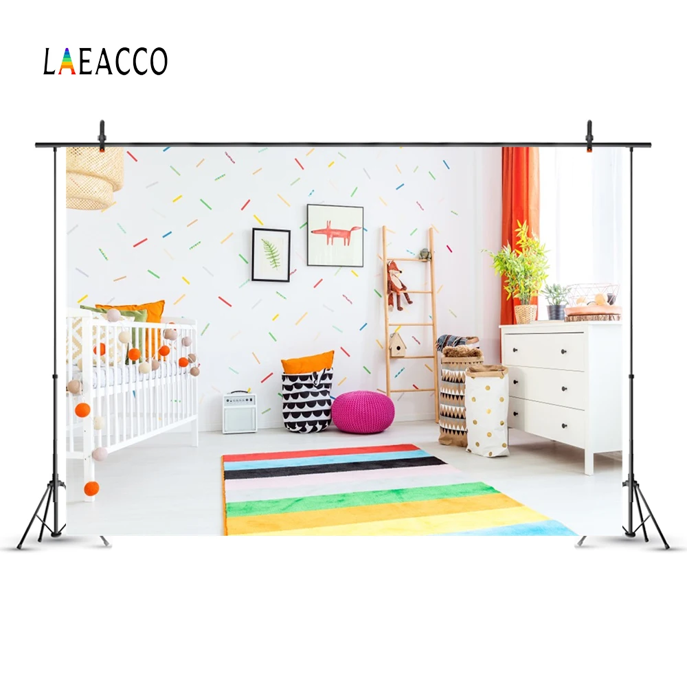 Laeacco Baby Room Ladder Crib Toys Carpet Desk Photography Backgrounds Customized Photographic Backdrops For Photo Studio