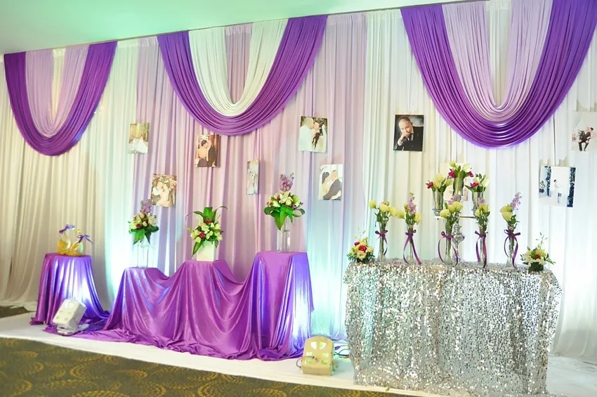 AMAZING WHITE + Purple BACKDROP WITH BUILT IN SWAGS FOR SALEbackdrops