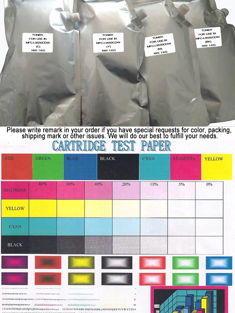 JIANYINGCHEN Совместимость Цвет Заправка тонер для брата HL4040 MFC-L9550CDW лазерный принтер(4 упак./лот) 1 кг в мешок