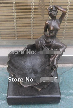

free shipping large nudes art naked sexy nude lady Bathe at stone Bronze Statue