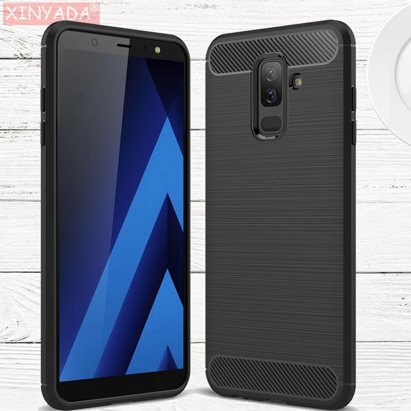 

Silicone Carbon Brushed Cover Case For Samsung Galaxy A6 A8 Plus A7 A9 2018 S8 S9 Note 8 9 J7 Duo J4 J6 J8 armor Shell coque