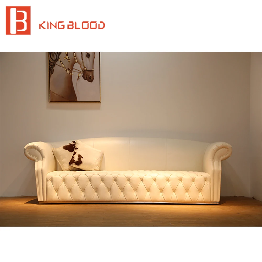 Luxury Classic Living Room White Nubuck Leather Sofa Furniture