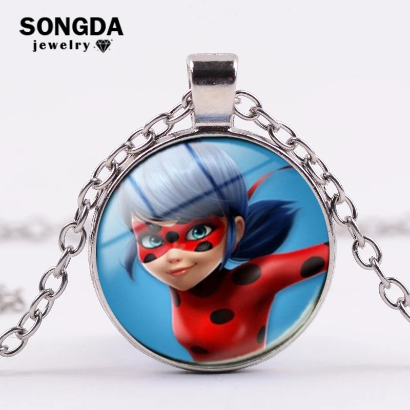 SONGDA Magical Ladybugs Lady Bug Girl Necklace Figures