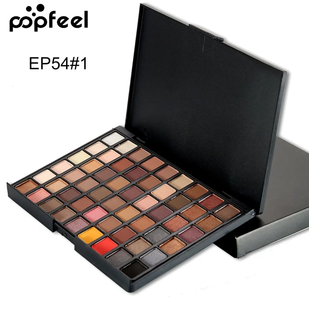 Popfeel, 54 цвета, мерцающие тени для век, палитра матовых теней для макияжа, палитра натуральных, стойких, телесных, косметических, для женщин, красота, тени для век - Цвет: EP54-1