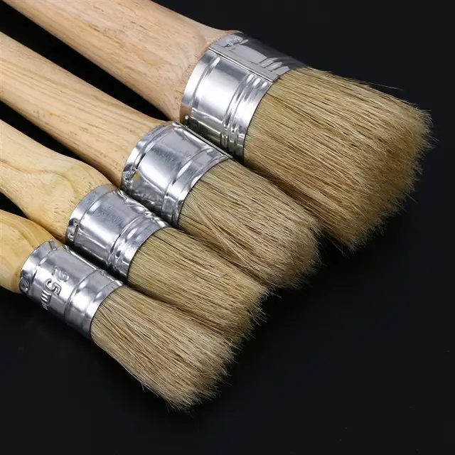 3 Pieces Chalk and Wax Paint Brushes Bristle Stencil Brushes for Wood Furniture Home Decor,Round Chalked Paint Brushes, Size: 160, Solid Color