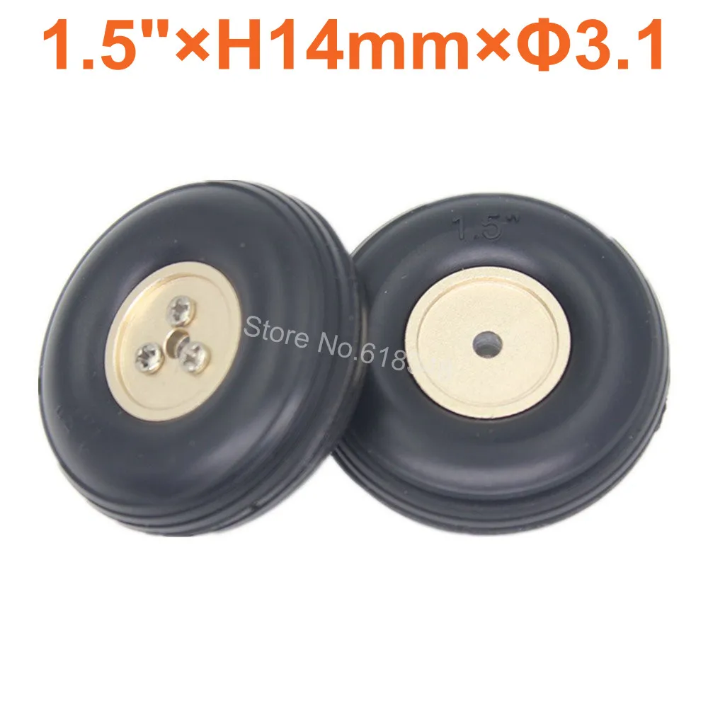 2pcs 1 5 38mm Small Rubber Wheels Tires Aluminum Hub Core Thickness 14mm Axle hole 3