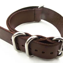 10 шт./партия, высокое качество, 22 мм, ремешок Nato, натуральная кожа, цвет кофе, ремешок для часов, ремни Nato zulu, ремешок для часов-0107