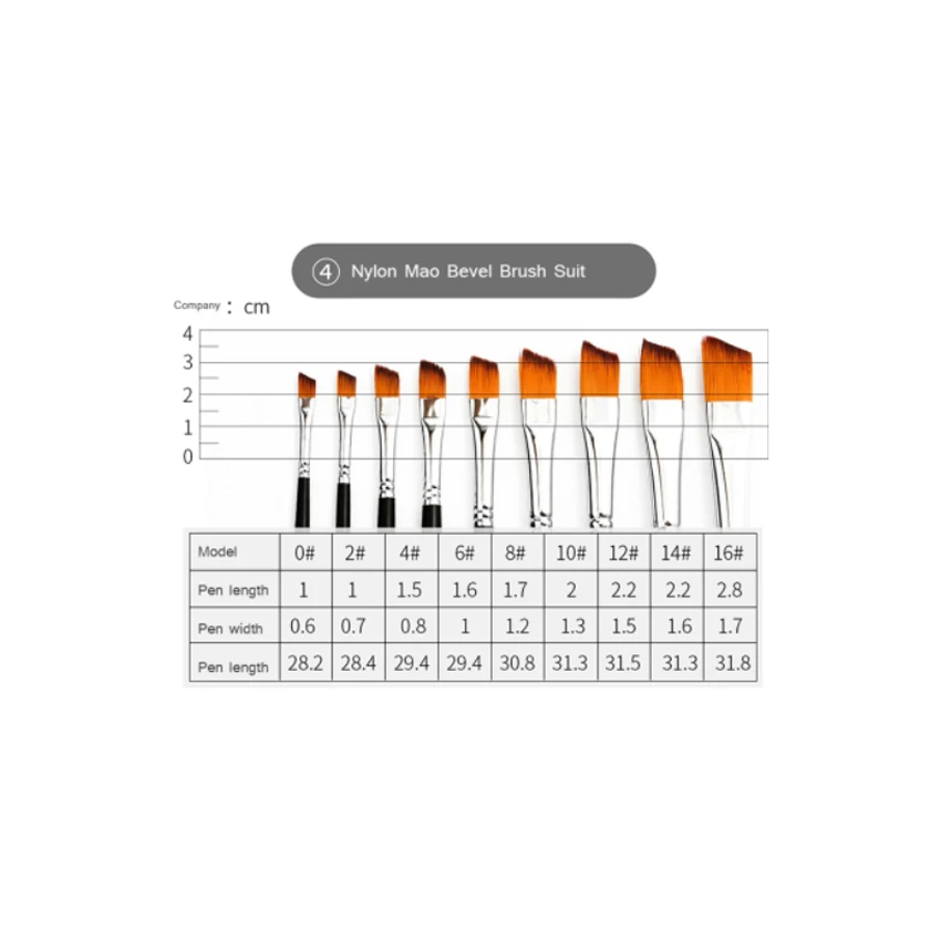 BGLN 9 палка студента специальные нейлоновые волосы акварелью гуашь кисть остроконечная плоская головка - Цвет: 802 oblique peak