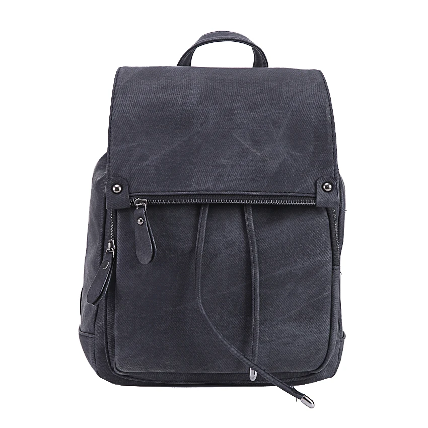 DIDA Oso de cuero de las mujeres de la marca bolso de escuela para niñas adolescentes de moda femenina Mochila gris negro Mochila de viaje
