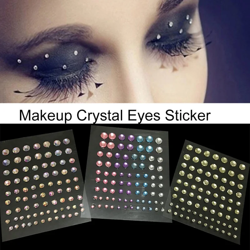 80 Pcs Eyes Makeup Crystal Sticker Eyes Sticker Tattoo Eyeliner Diamond Glitter Makeup Sticker Bridal Party Makeup