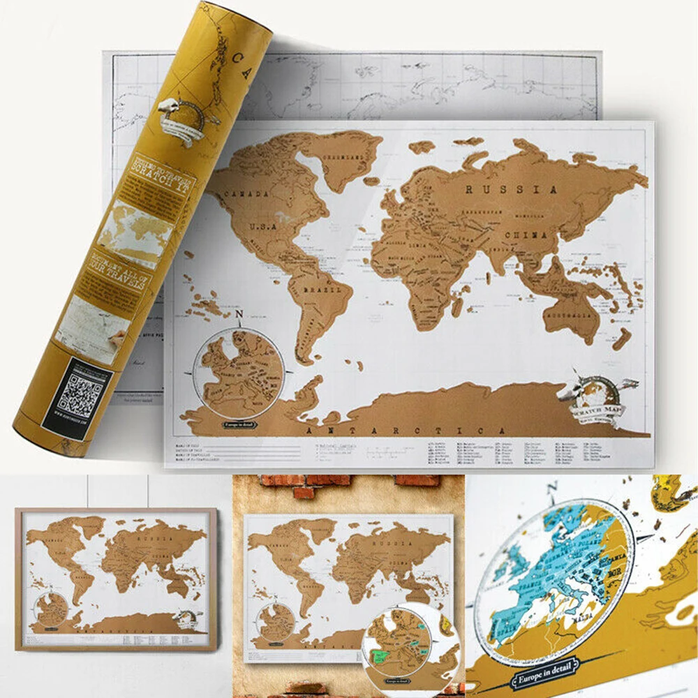 

Creative Scratch Off Journal World Map Travel Atlas Poster Country Flags Wall Home Office School Decoration