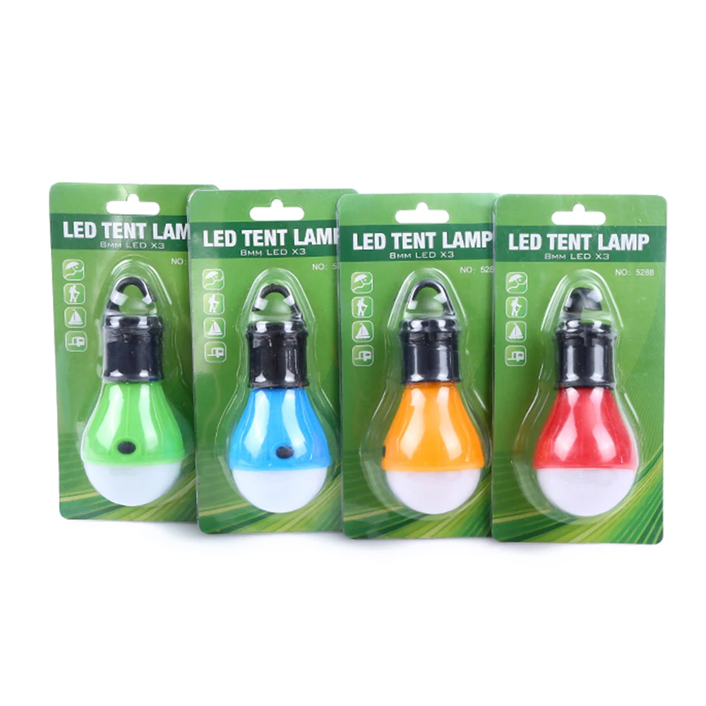 Mini Portable Lantern Tent Light LED Bulb Emergency Lamp Waterproof Hanging Hook Flashlight For Camping 4 Colors Use 3*AAA