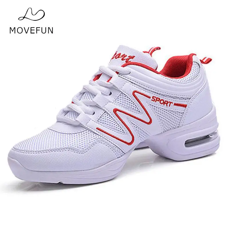 MoveFun Ladies Girls Modern Shoes White Sports Dance Shoes Women New Breath Dance Sneakers Jazz Hip Hop Dancing Shoe Females-07