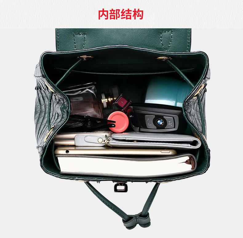 Mochilas para Mochilas de Couro para Business Casual para Mulheres para Mulheres Pugete Novo Crocodilo 4 Bolsas e Malas