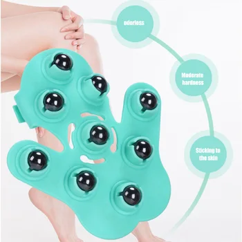 

1 Pcs Body Massager Glove Palms Shaped 9 Metal Roller Ball Stress Relief Anti Cellulite EK-New