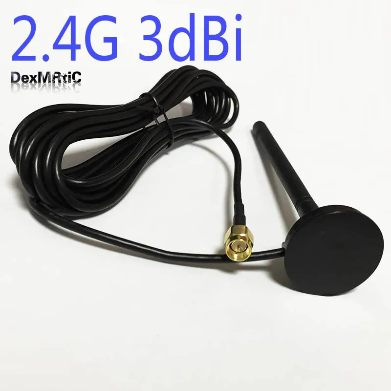 1 шт. антенна 2 4 ГГц SMA male 3dbi WIFI на присоске всенаправленная ZigBee 5 м кабель магнитное