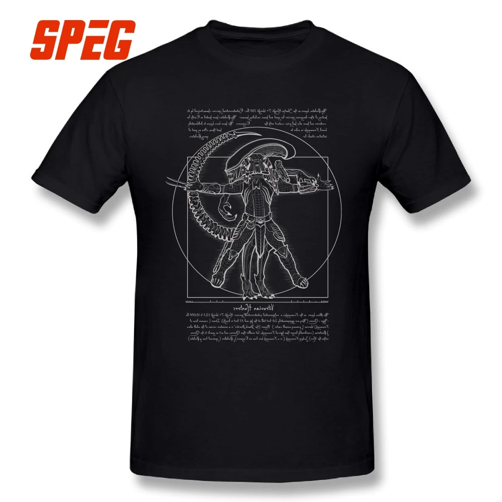 

Vitruvian Hunters Negative Alien Covenant T Shirt Alien vs Predator Man's Short Sleeves Tops Printed T-Shirt Summer Cotton Tees