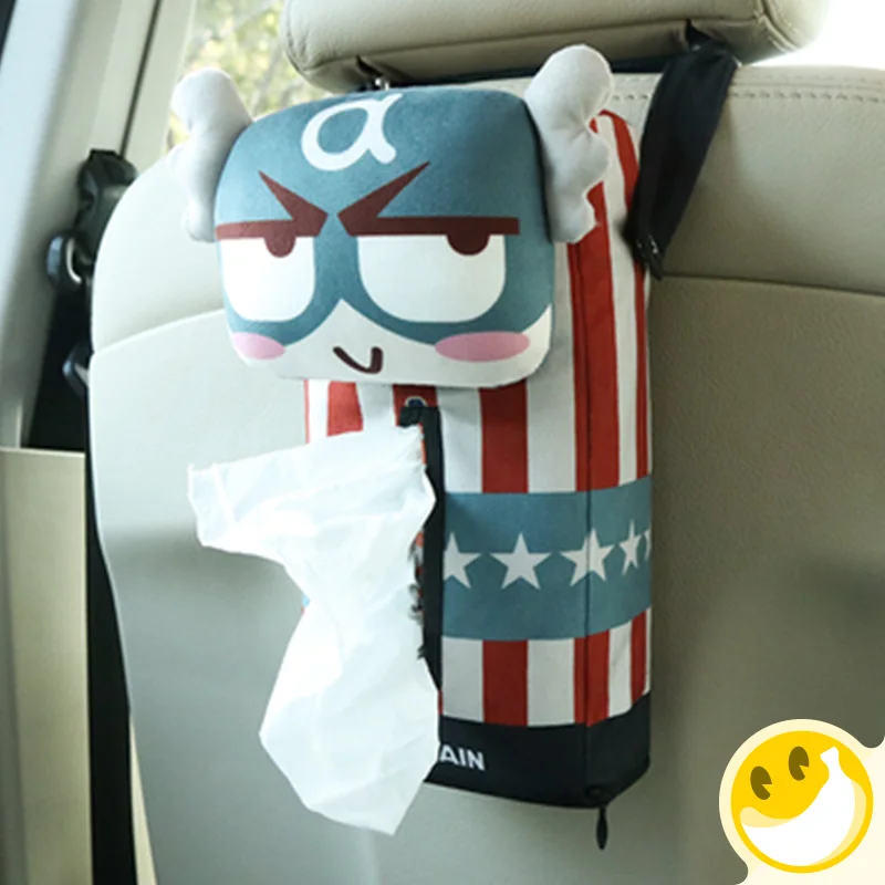 

High Quality Cartoon Creative Marvel Car Hanging Pumping Tray Sets Tissue Box Of Car Supplies for Marvel for DC